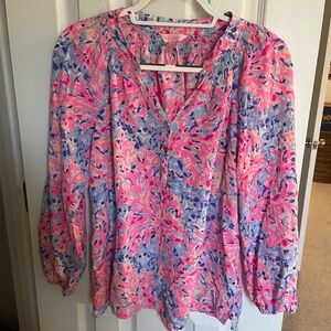Lilly Pulitzer Pink and Blue Floral Blouse